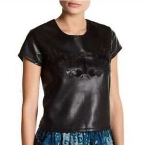 NWT Romeo‎ & Juliet  faux leather black top, Medium